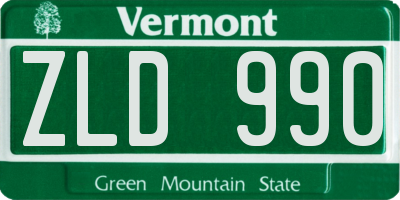 VT license plate ZLD990