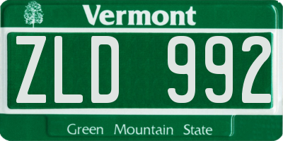 VT license plate ZLD992