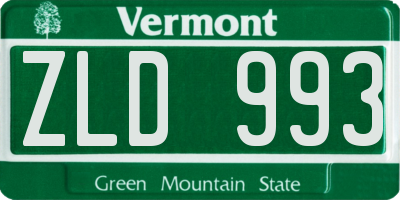 VT license plate ZLD993