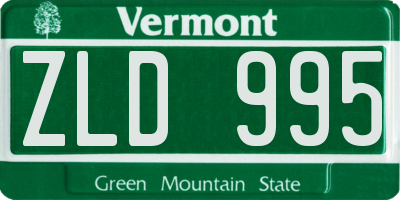 VT license plate ZLD995