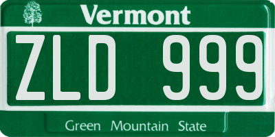 VT license plate ZLD999