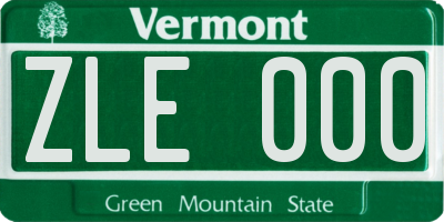 VT license plate ZLE000