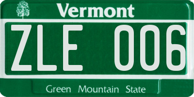 VT license plate ZLE006