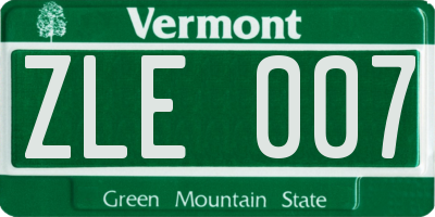 VT license plate ZLE007