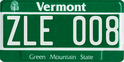 VT license plate ZLE008