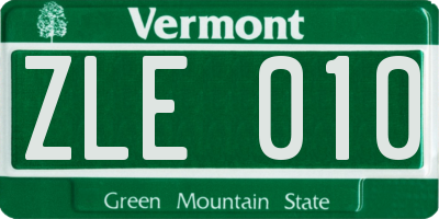 VT license plate ZLE010