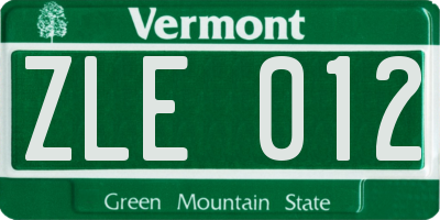 VT license plate ZLE012