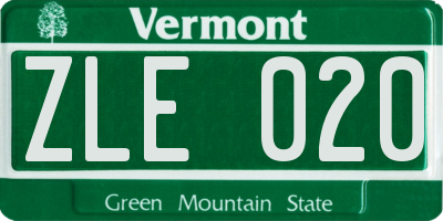 VT license plate ZLE020
