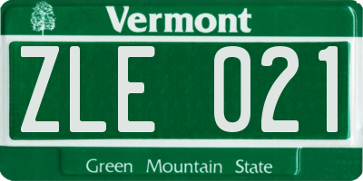 VT license plate ZLE021