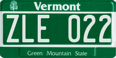 VT license plate ZLE022