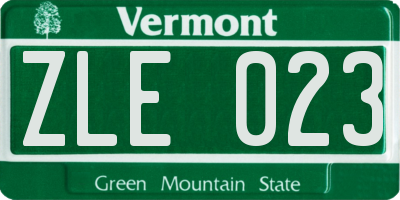 VT license plate ZLE023