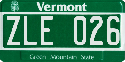 VT license plate ZLE026