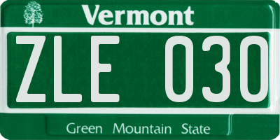 VT license plate ZLE030