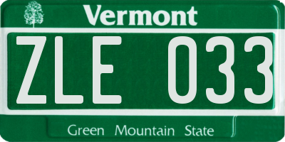 VT license plate ZLE033