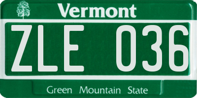 VT license plate ZLE036
