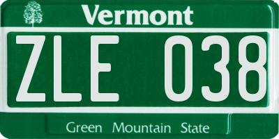 VT license plate ZLE038