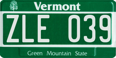 VT license plate ZLE039