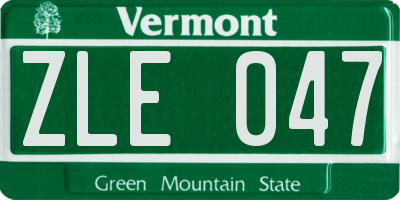 VT license plate ZLE047