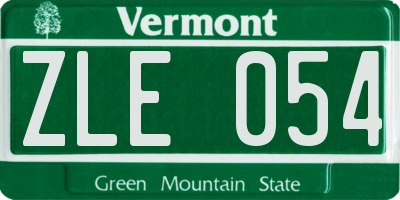 VT license plate ZLE054