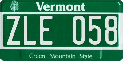 VT license plate ZLE058