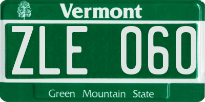 VT license plate ZLE060