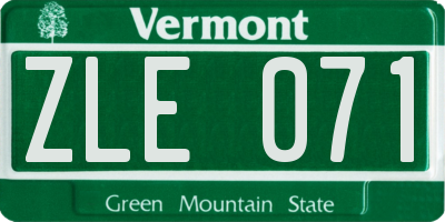 VT license plate ZLE071