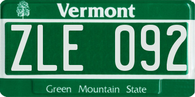 VT license plate ZLE092