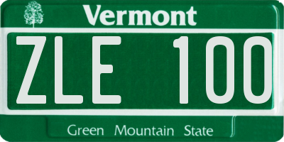 VT license plate ZLE100