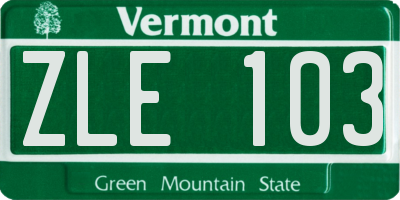 VT license plate ZLE103