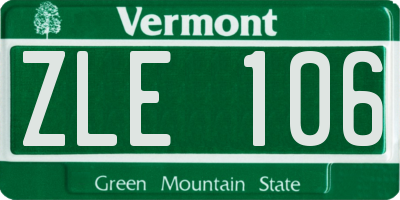 VT license plate ZLE106