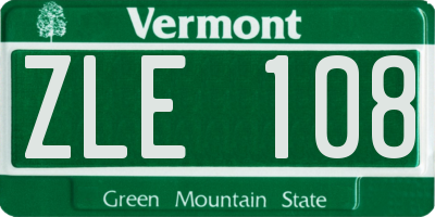 VT license plate ZLE108