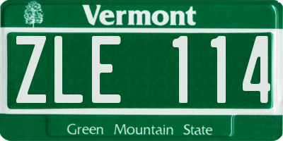 VT license plate ZLE114