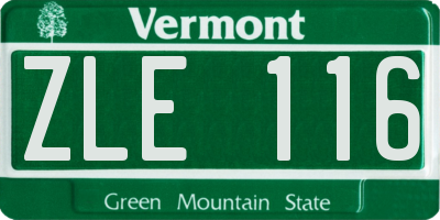VT license plate ZLE116