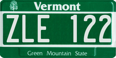 VT license plate ZLE122