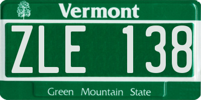 VT license plate ZLE138