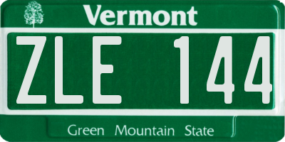 VT license plate ZLE144