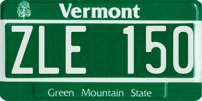 VT license plate ZLE150