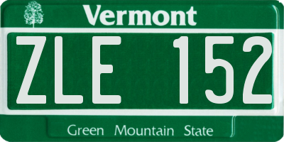 VT license plate ZLE152