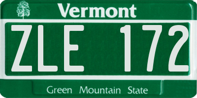 VT license plate ZLE172