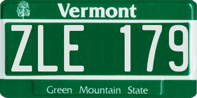 VT license plate ZLE179