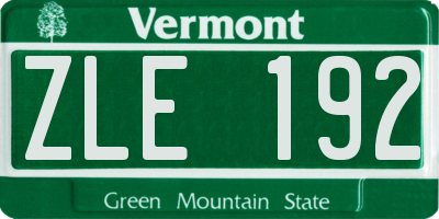 VT license plate ZLE192