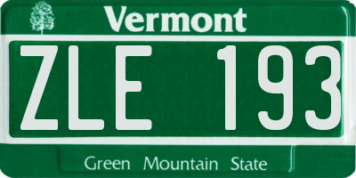 VT license plate ZLE193