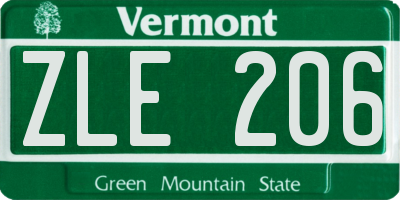 VT license plate ZLE206