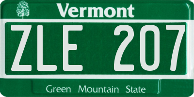 VT license plate ZLE207