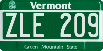 VT license plate ZLE209