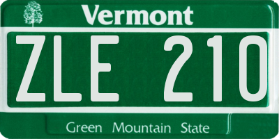 VT license plate ZLE210