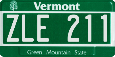 VT license plate ZLE211