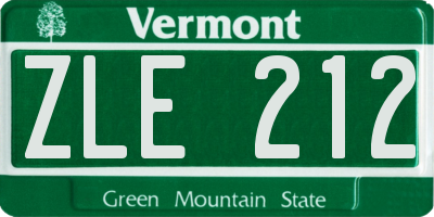 VT license plate ZLE212