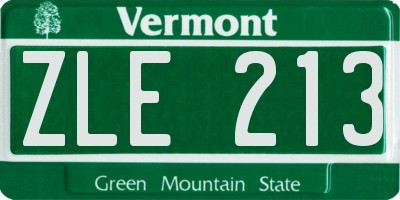 VT license plate ZLE213