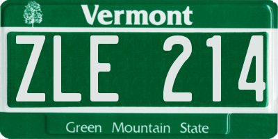 VT license plate ZLE214